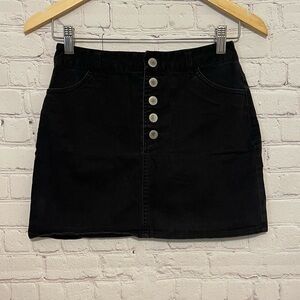Forever 21 Button Up Black Denim Mini Skirt